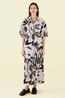 Saia com Basque Removível em Tricô Jacquard Botânico