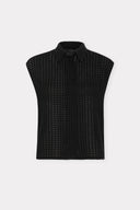 Camisa sem Mangas com Gravata Tricô Tela