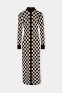 Vestido de Tricô Quadriculado Tela