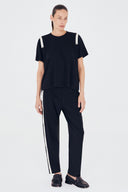 Calça de Malha com Detalhe de Gorgurão