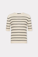 Blusa Manga Curta em Tricô Listrado