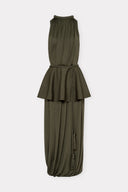 Vestido em Tricô Balonê Torcido com Basque Removível