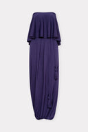 Vestido Decote Reto em Tricô Balonê Torcido com Cinto de Tassel