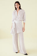 Calça com Basque Removível Tricô Tela