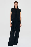 Camisa sem Mangas com Gravata Tricô Tela