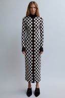 Vestido de Tricô Quadriculado Tela