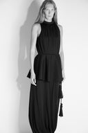 Vestido em Tricô Balonê Torcido com Basque Removível