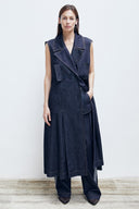 Calça Reta com Basque Removível em Jeans